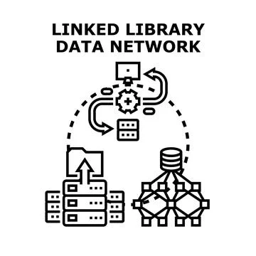 Linked library data network connecting digital information resources Stock Illustration