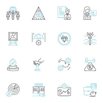 Linked nerk linear icons set. Connections, Nerking, Professionals, Job search Stock Illustration