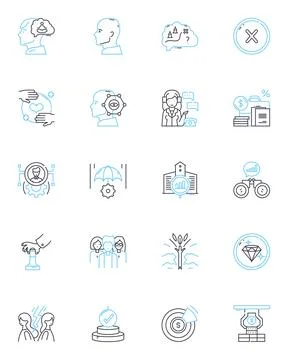 Linked nerk linear icons set. Connections, Nerking, Professionals, Job search Stock Illustration