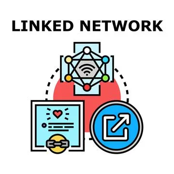 Linked network connecting social media and internet content Stock-Illustration
