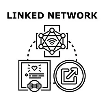 Linked network connecting social media and internet content Stock Illustration