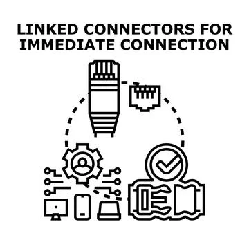 Linked network connectors establishing immediate data connection イラスト素材