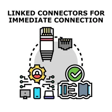 Linked network connectors establishing immediate data connection Stock Illustration