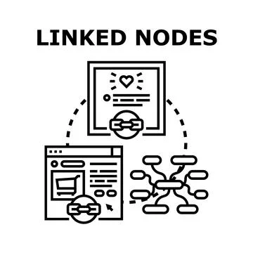 Linked nodes creating structure and information network Stock Illustration