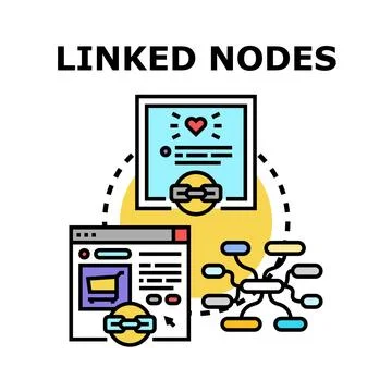 Linked nodes creating structure and information network Stock Illustration
