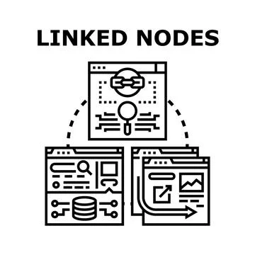 Linked nodes representing network connection data flow concept Stock Illustration
