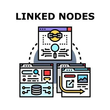 Linked nodes representing network connection data flow concept Illustrazione stock