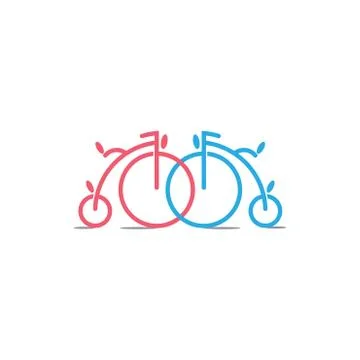 Linked old bike decoration vector Stock Illustration