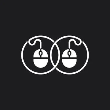Linked pc mouse cable symbol logo vector Illustrazione stock