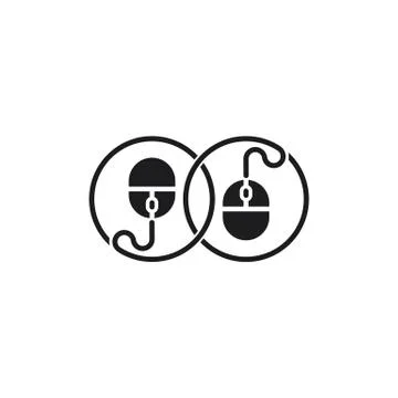 Linked pc mouse cable symbol logo vector Stock Illustration