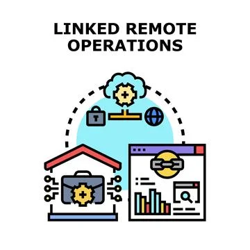 Linked remote operations business management strategy Stock Illustration