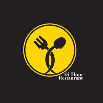 Linked spoon fork plate logo vector Illustrazione stock