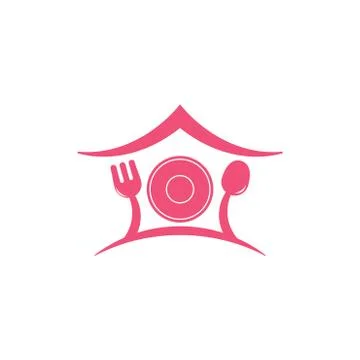Linked spoon fork plate restaurant logo vector Illustrazione stock