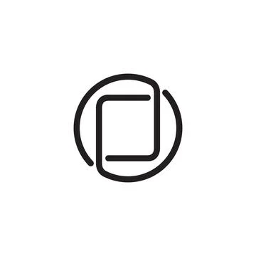 Linked square and round symbol design, vector Stock Illustration