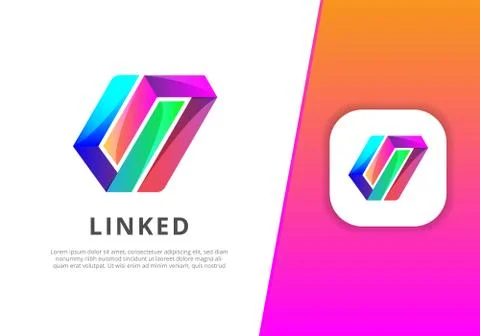 Linked Technology Trendy Logo Design Template Stock Illustration