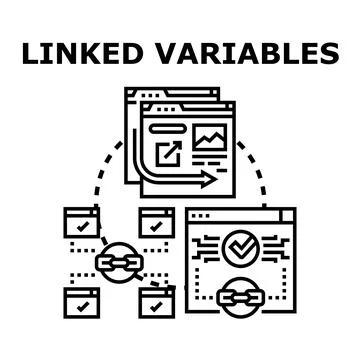 Linked variables concept connecting data analytics windows Stock-Illustration