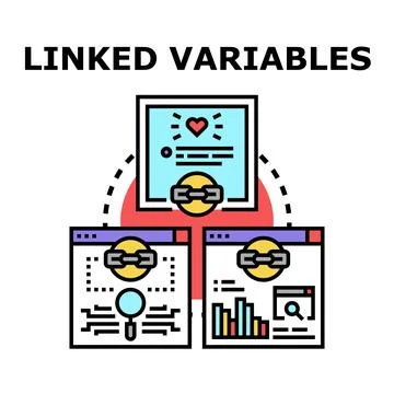 Linked variables concept showing data connection and integration Stock Illustration