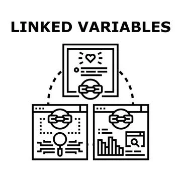 Linked variables concept showing data connection and integration Stock Illustration