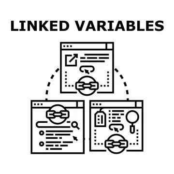 Linked variables connecting data and information online Stockillustratie