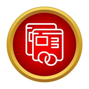 Linked web pages connection icon on red background Stock Illustration