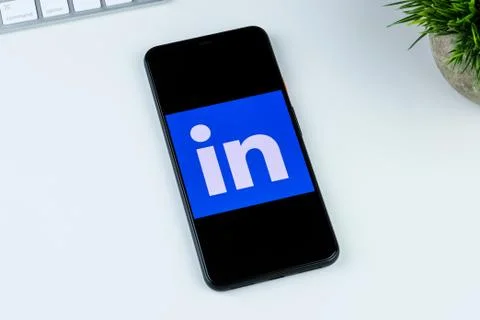 LinkedIn app logo on a smartphone screen Stock Photos