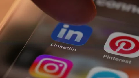 LinkedIn App Opening on Smartphone Screen Stock Footage 343416193
