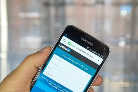 Linkedin  application on android smartphone Stock Photos
