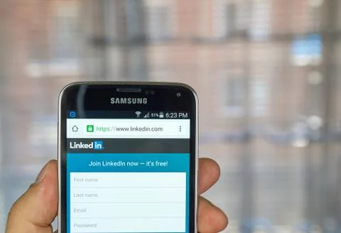 Linkedin  application on android smartphone Stock Photos