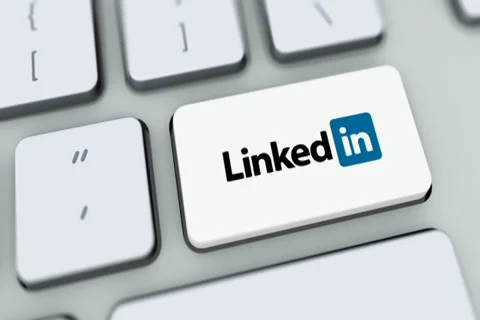 Linkedin button on computer keyboard. Key is pressed, click for HD Stock Footage 35649107