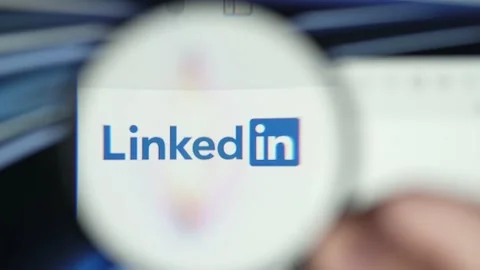 Linkedin Company Logo on a Computer Screen Closeup Stock Footage 219154564