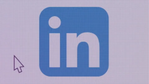 Linkedin Icon Click Close Up Front Camera Stock Footage 163794744