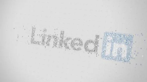 LinkedIn logo being made with many numbers. Digital business conceptual Illustrazione stock