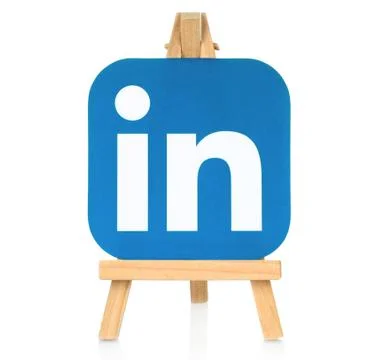 LinkedIn logo placed on wooden easel Stock Illustration