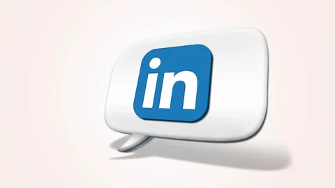 The Linkedin logo rotating in a 3D speech bubble. Stock Footage
