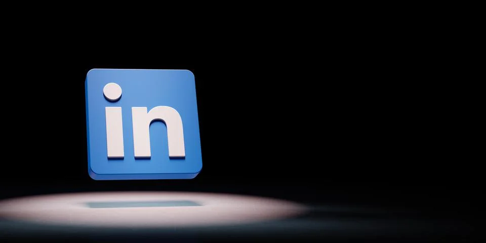 Linkedin Logo Spotlighted on Black Background Stock Illustration