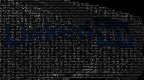 Linkedin logo on waving digital flag. Editorial 3d rendering 스톡 일러스트