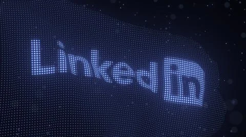 LINKEDIN logo on a waving digital flag, editorial 3d rendering Stock Illustration