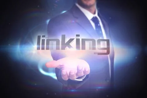 Linking against black background with shiny sphere Stock Illustration