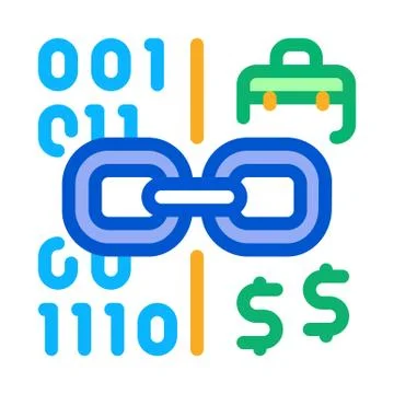 Linking binary code to money icon vector outline illustration イラスト素材