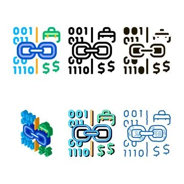 Linking binary code multistyle to money icon vector outline イラスト素材