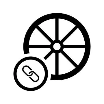 Linking Car Wheel icon. Black vector 스톡 일러스트