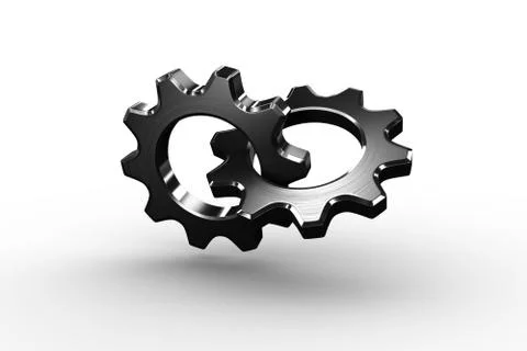 Linking chrome cog and wheel Stock Illustration
