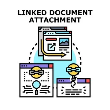 Linking content, attaching digital document, managing data connection Stock Illustration