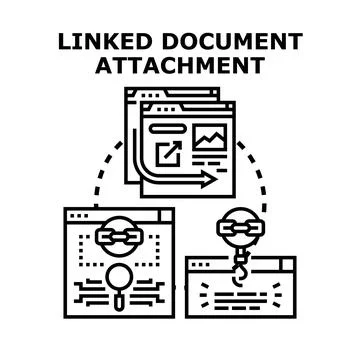 Linking content, attaching digital document, managing data connection Stock Illustration