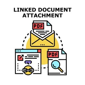 Linking digital pdf document attachment for online communication Stock Illustration