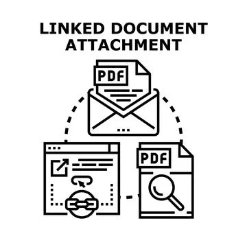 Linking digital pdf document attachment for online communication Stock Illustration