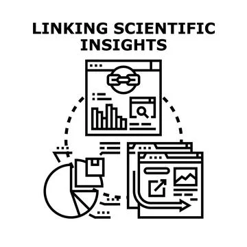 Linking scientific insights, data analysis, and web resources Stock Illustration