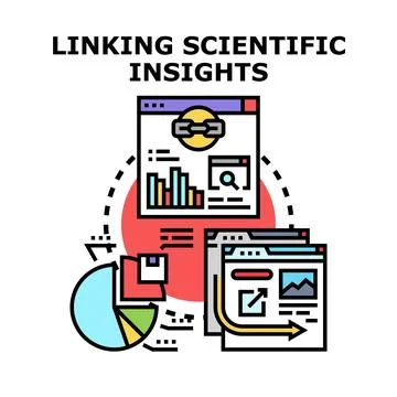 Linking scientific insights, data analysis, and web resources Stockillustratie