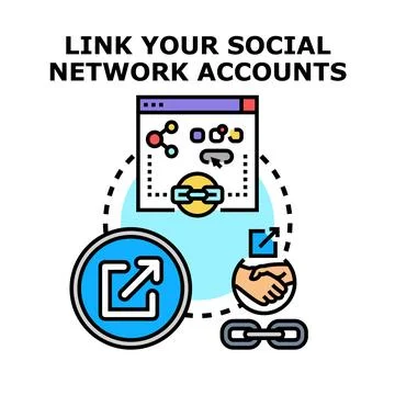 Linking social network accounts concept illustration Stock Illustration