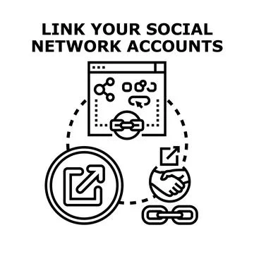 Linking social network accounts concept illustration Stock Illustration